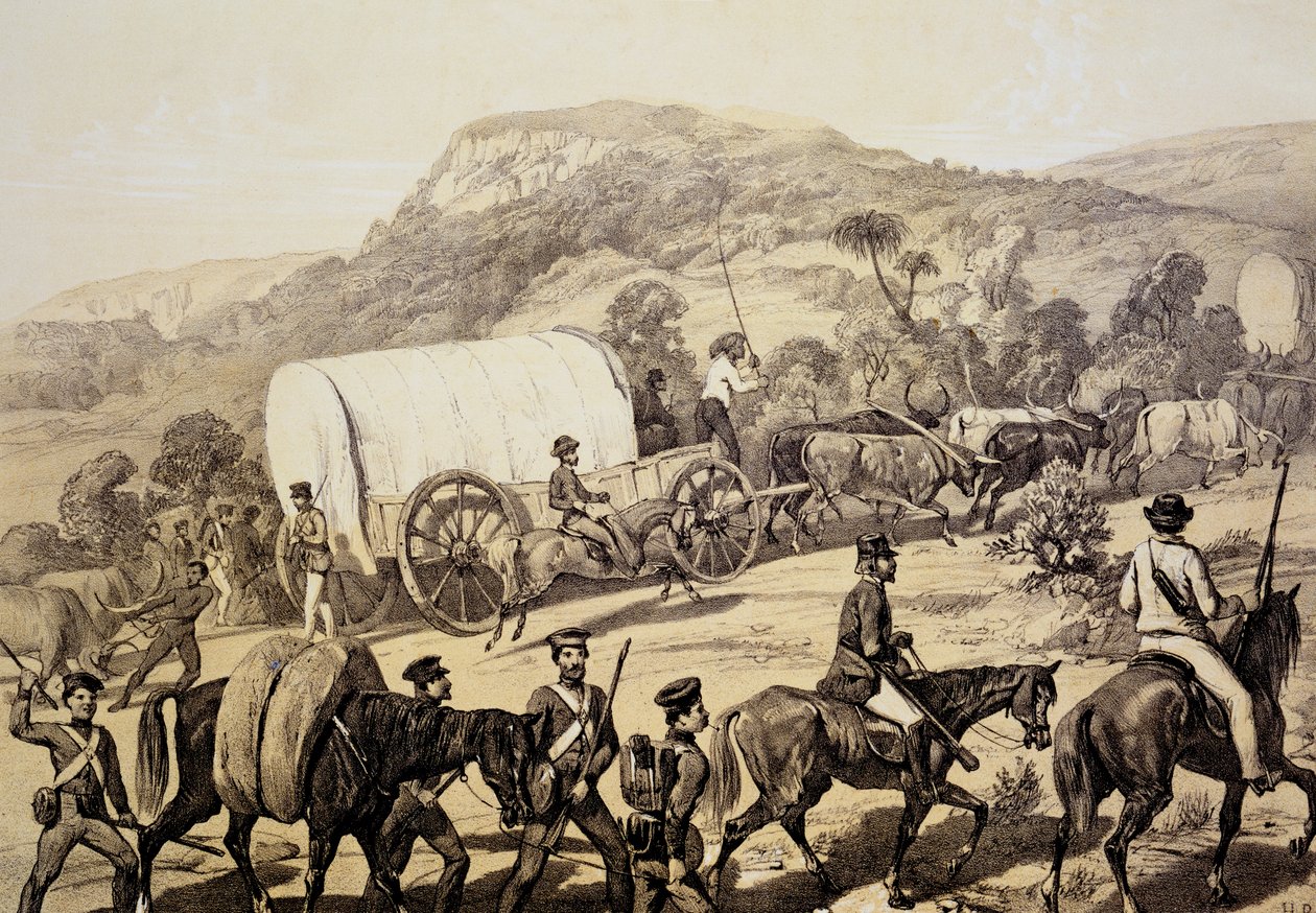 En konvoj av vagnar, från scener i Kafirland och incidenter i Kafirkriget 1851-53 av English School