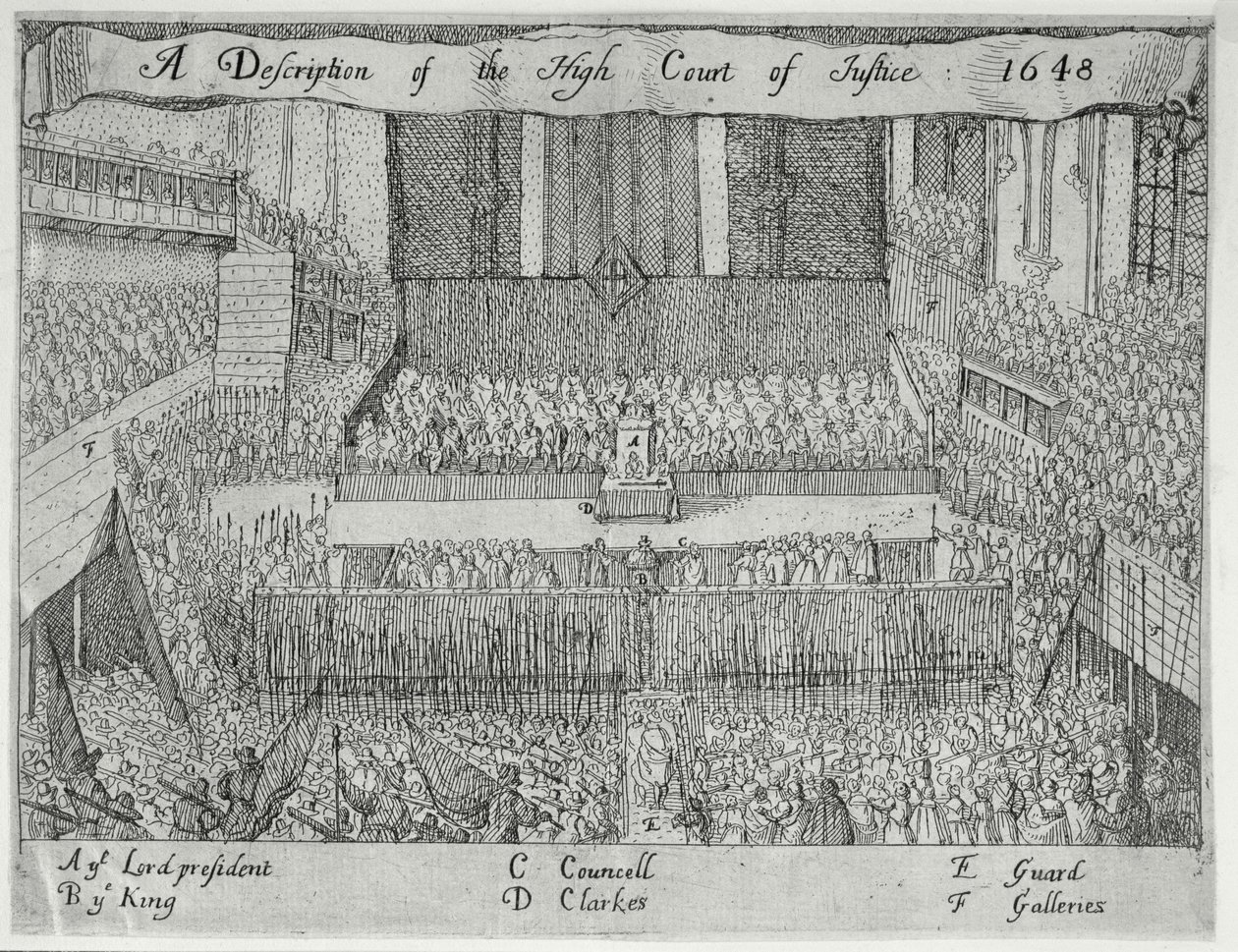 En beskrivning av High Court of Justice (The Trial of Charles I), 1600-talet av English School