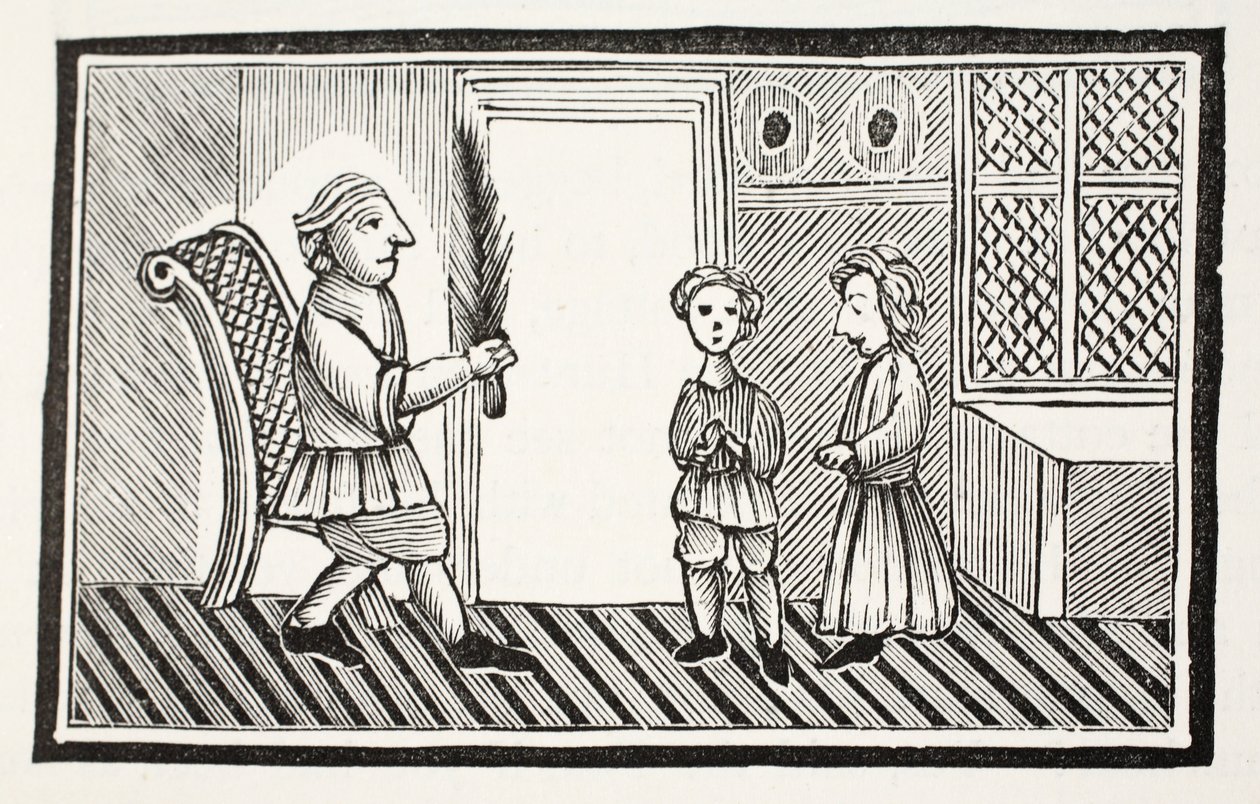 A Father and his Sons, illustration från Chap-books of the artonde århundrade av John Ashton, pub. 1882 av English School