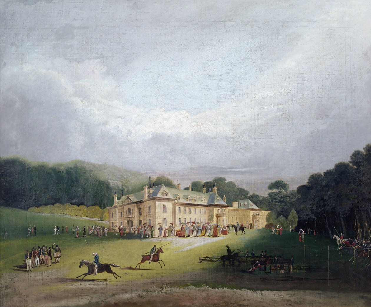 En fest i Firle, där det antika spelet Quintain återupplivades, 1827 av English School