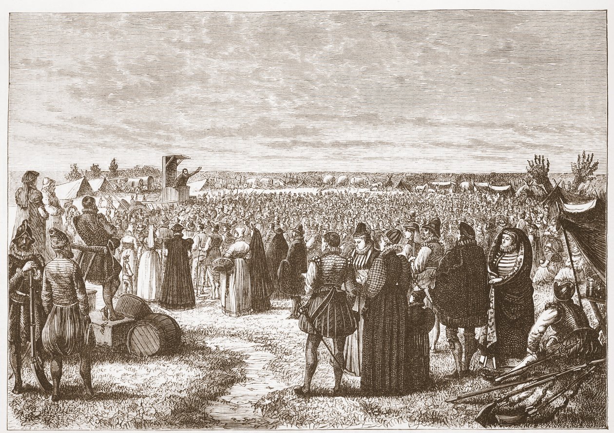 A Field-preaching near Ghent, illustration från The History of Protestantism av James Aitken Wylie (1808-1890), pub. 1878 av English School