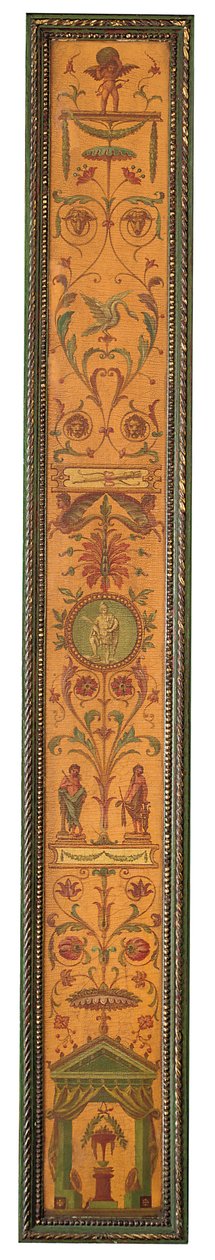 En bokhylla i George III-stil, ca 1880 (förgylld, grönt och polykrommålat trä) av English School
