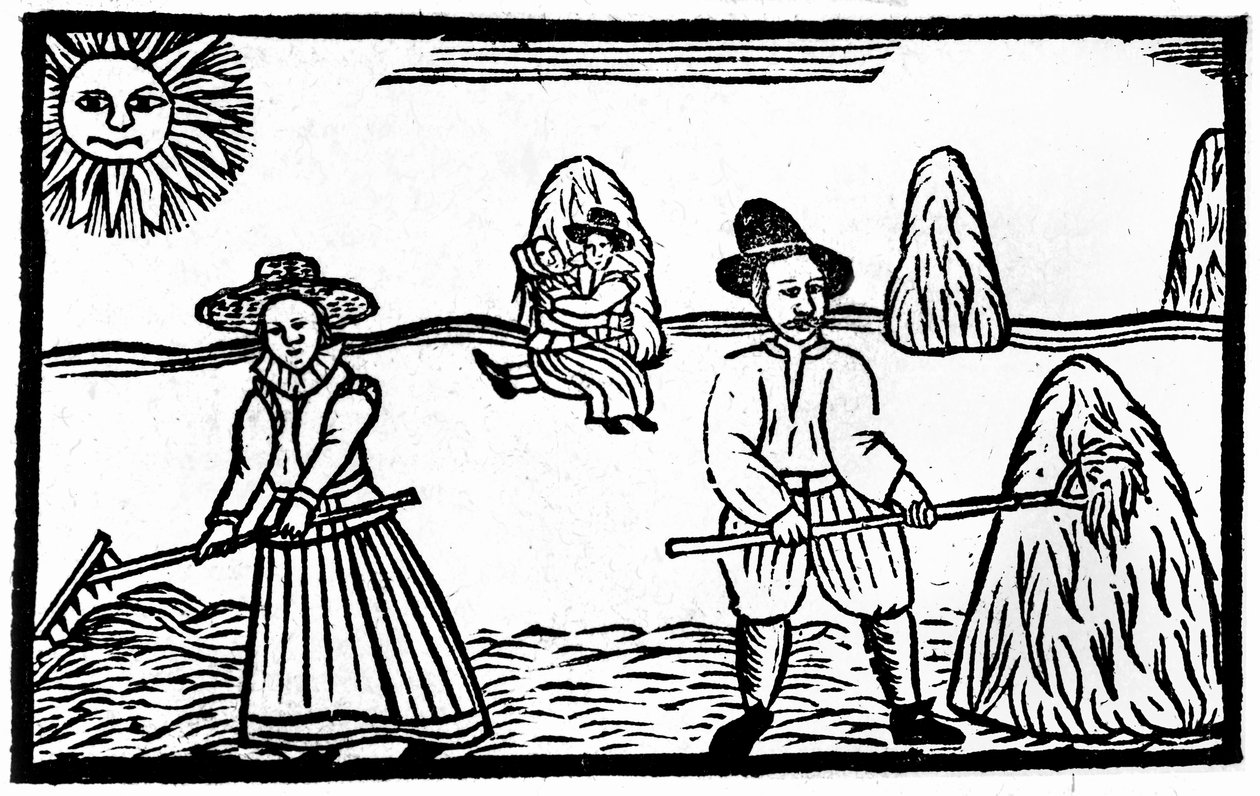 A Harvesting Scene, en illustration från "A Book of Roxburghe Ballads" av English School
