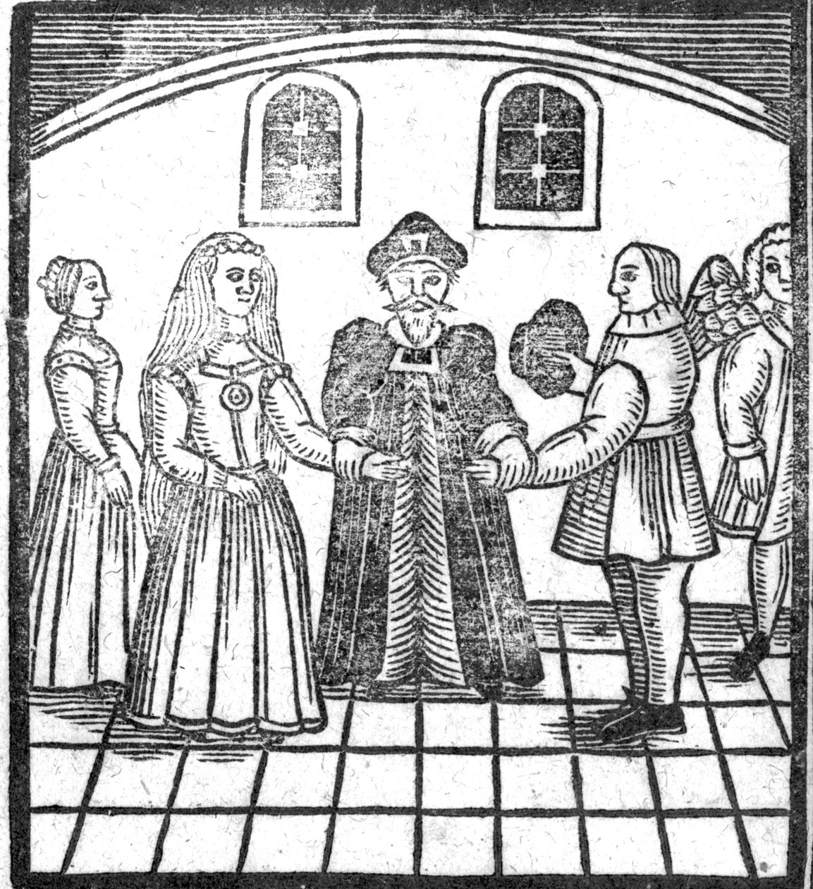 A Marriage Ceremony, en illustration från A Book of Roxburghe Ballads av English School