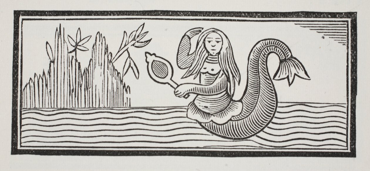 En sjöjungfru, som signalerar förstörelse för sjöfarare, illustration från Chap-books of the Eighteenth Century av John Ashton, pub. 1882 av English School