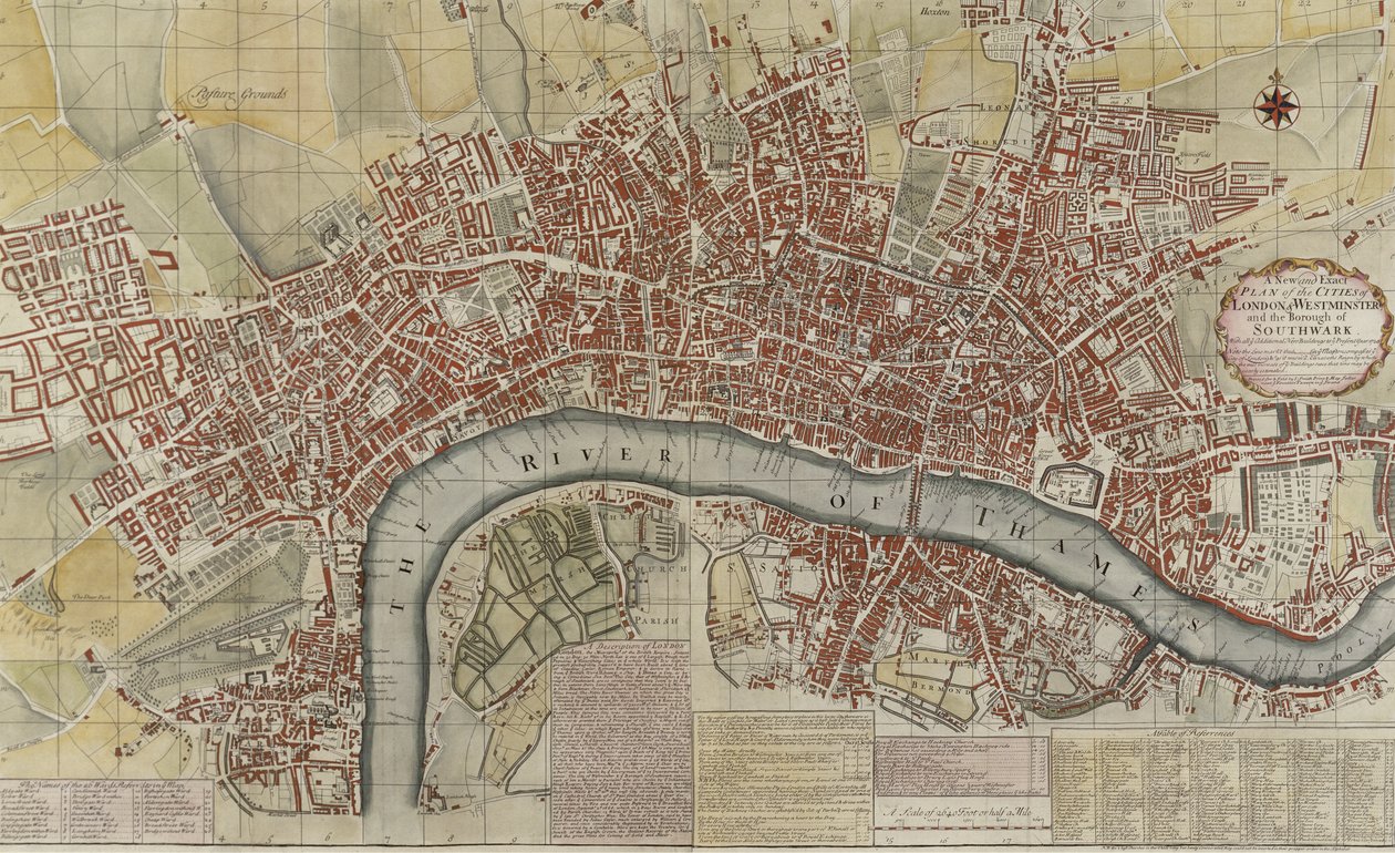 En ny och exakt plan för städerna London och Westminster och stadsdelen Southwark, 1725 av English School