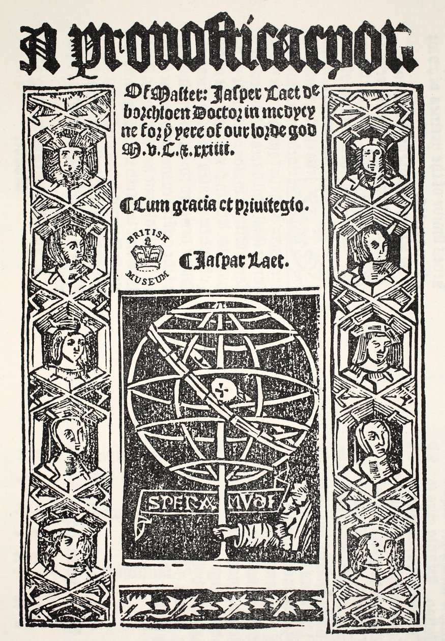 A Prognostication, av Jasper Laet (fl.1485-1532), tryckt av R. Bankes, 1524 av English School