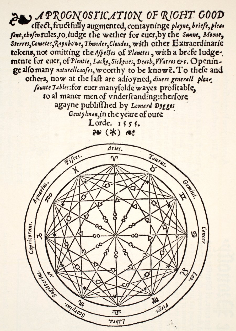 A Prognostication of Right Good, av Leonard Dygges, tryckt av Thomas Gemini, Blacke Friars, London, 1555 av English School