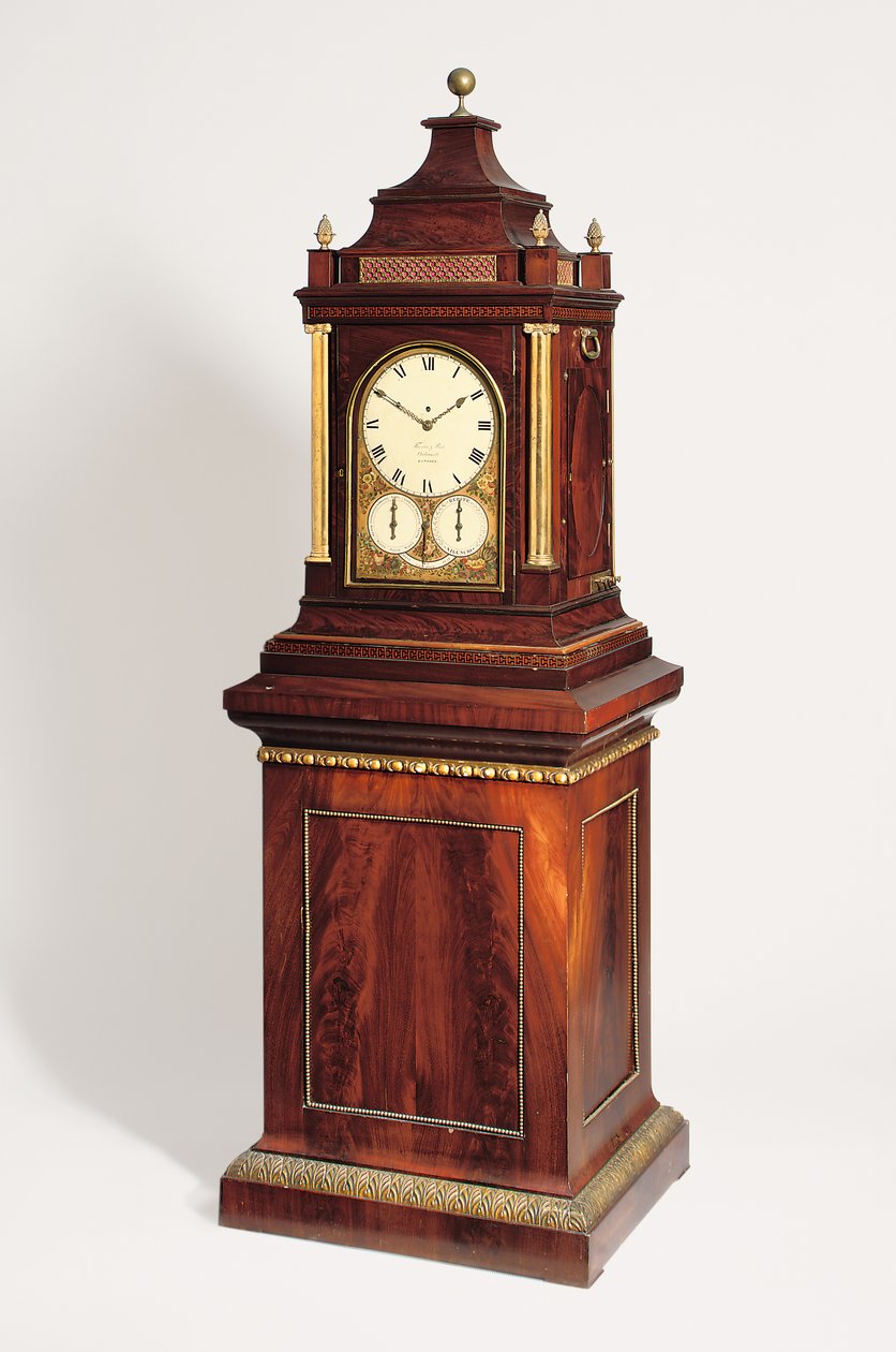 Ett gigantiskt kvarter från Regency, slående åtta dagars turn-table orgelklocka, ca 1820 av English School