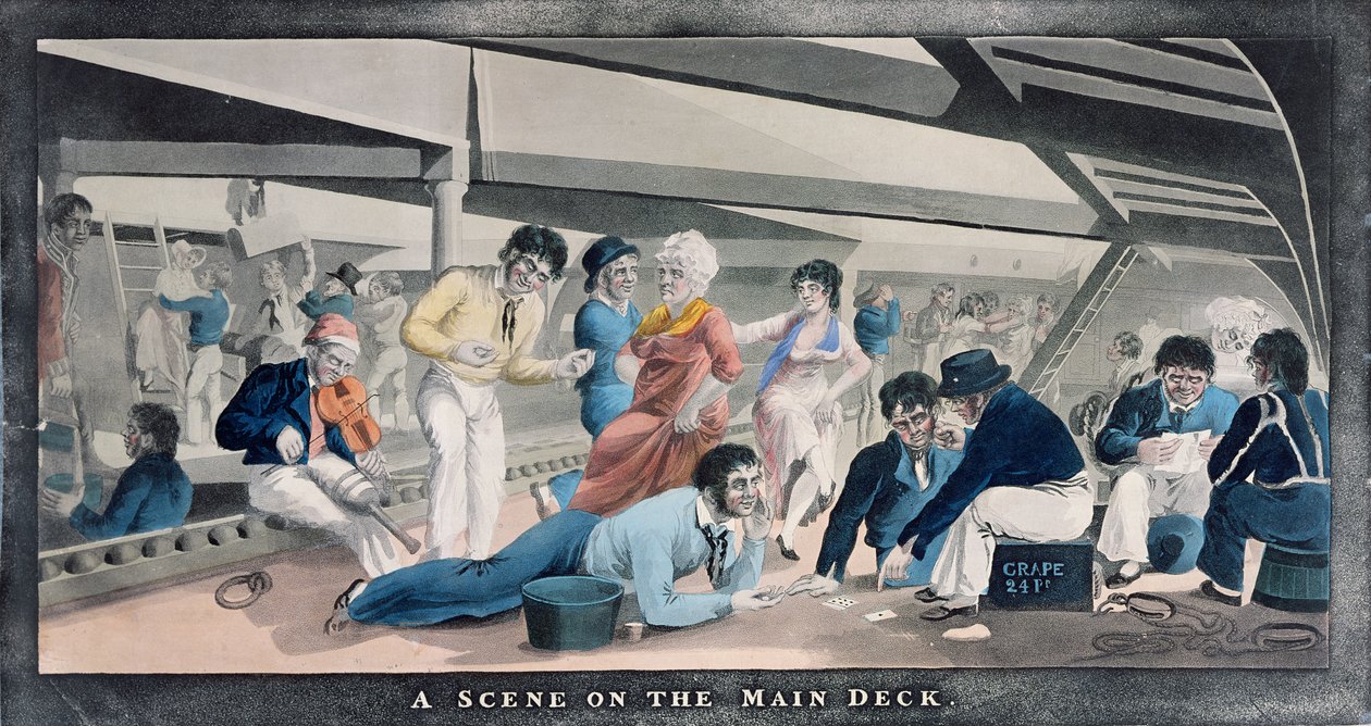 A Scene on the Main Deck, publicerad av I.W. Laird, 1841 av English School