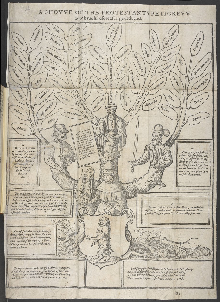 Illustration "A Showe of the protestants Petigrew" från "Apology of Staphylus" av Thomas Stapleton av English School