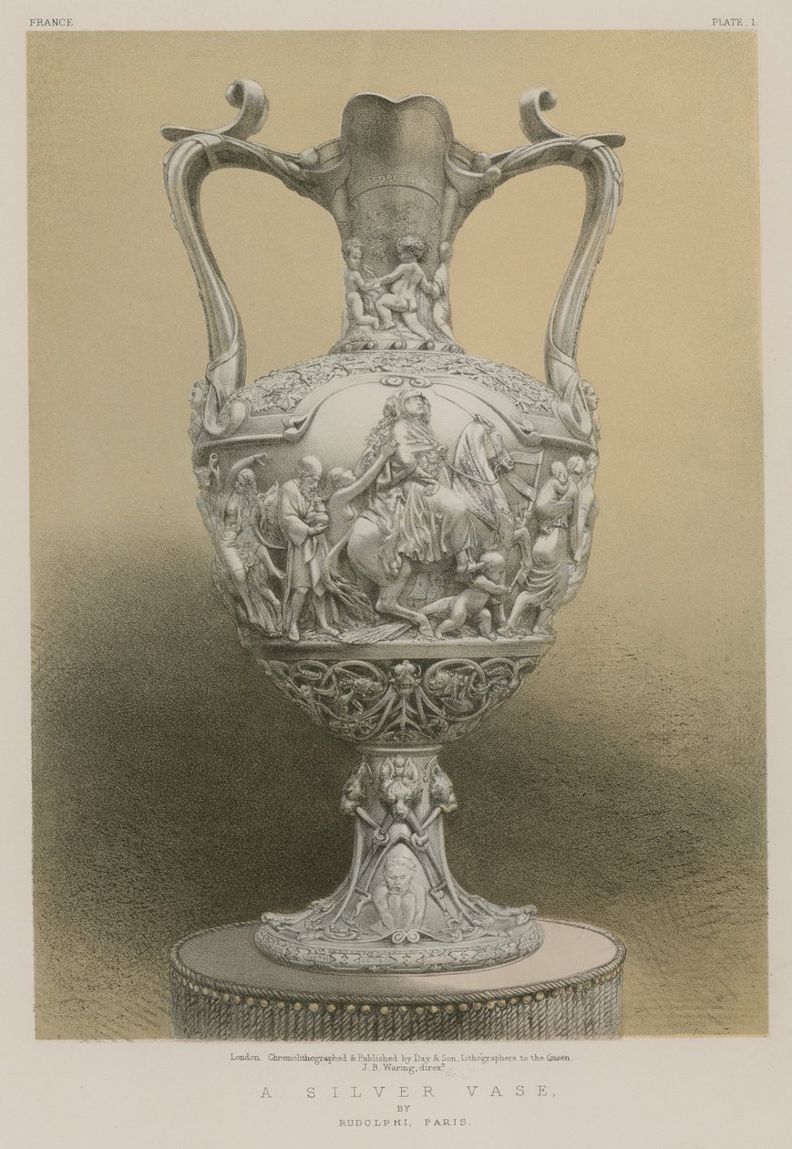 En silvervas av Rudolphi, Paris (chromolitho) av English School