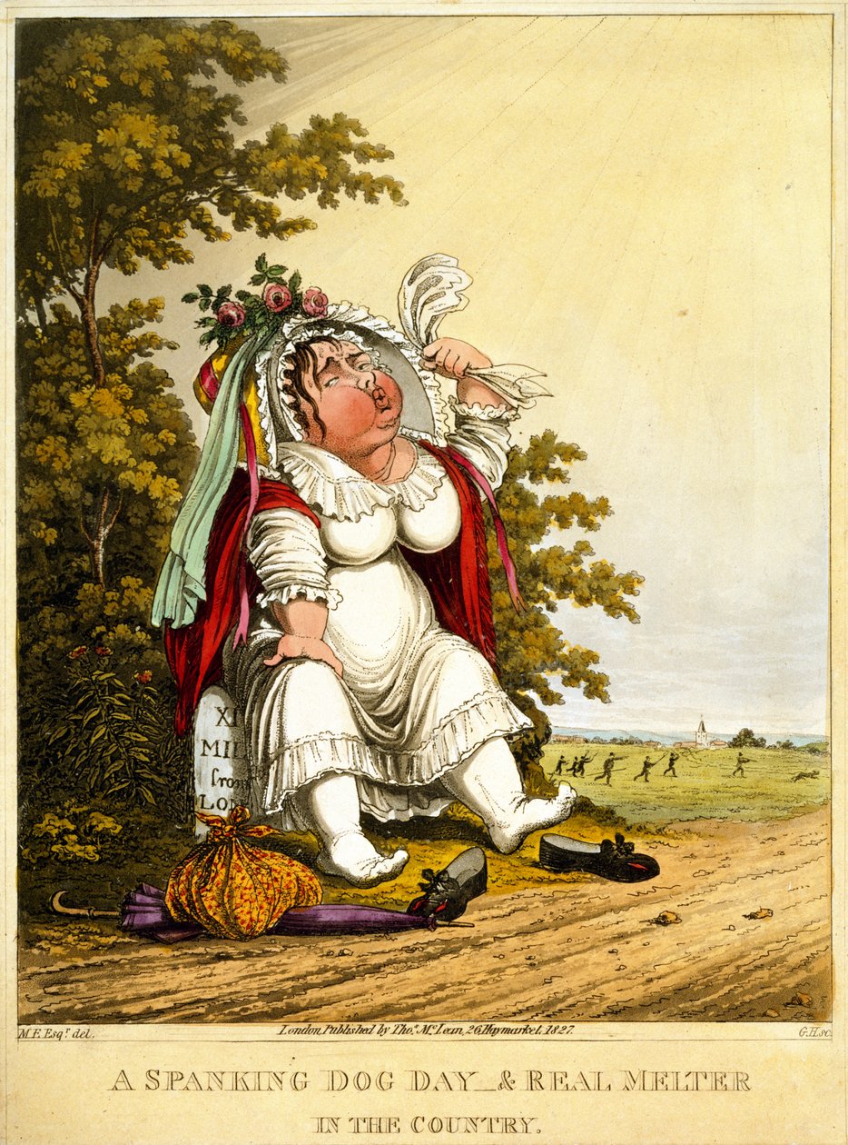 A Spanking Dog Day & Real Melter in the Country, graverad av George Hunt, publicerad av Thomas McLean, London, 1827 av English School