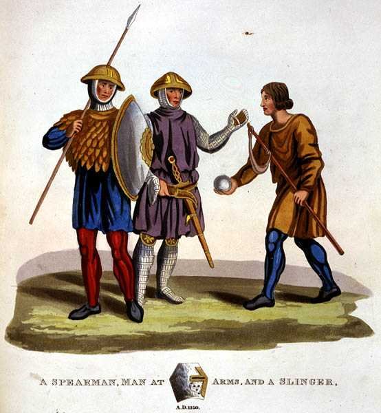 En Spearman, Man at Arms och en Slinger av English School