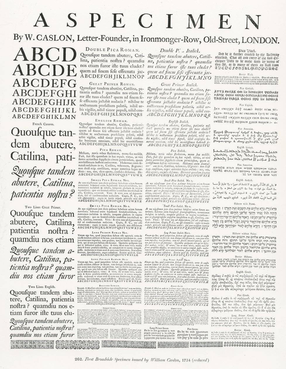 Ett exemplar av W.Caslon av English School