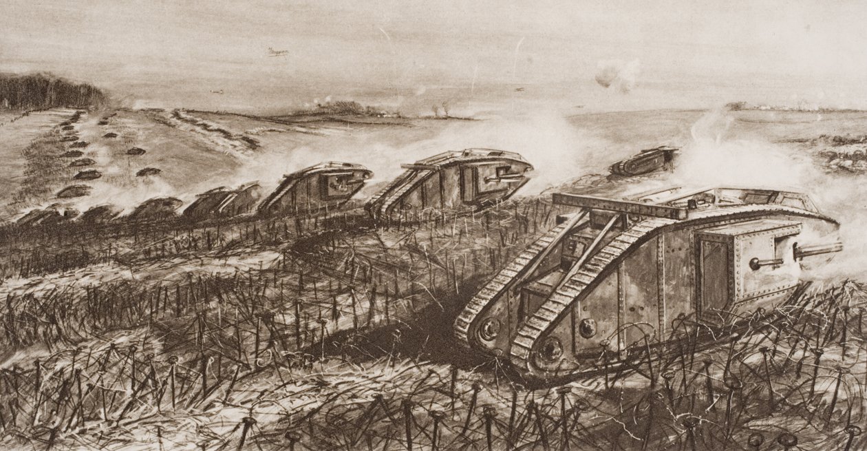 A Tank Offensive at Cambrai, Frankrike, illustration från 