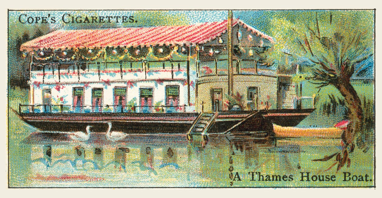 En båt från Thames House (chromolitho) av English School