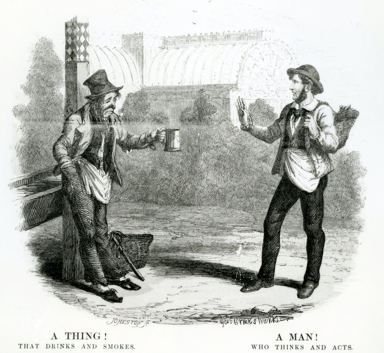 En sak! Som dricker och röker; En man! Vem tänker och agerar, 1800-talet av English School