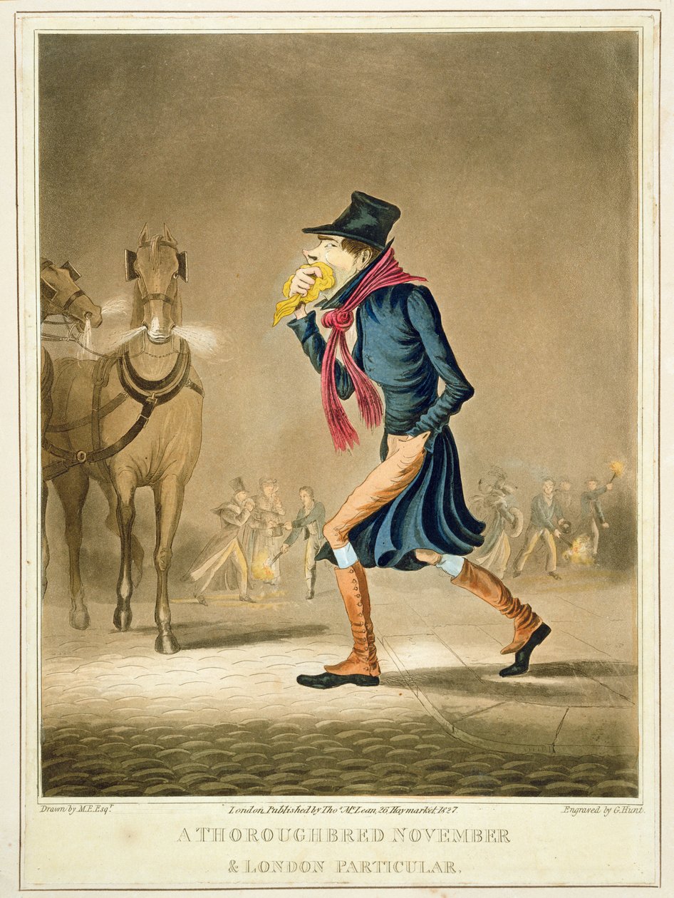 A Thoroughbred November & London Particular, graverad av George Hunt, publicerad av Thomas McLean, London, 1827 av English School