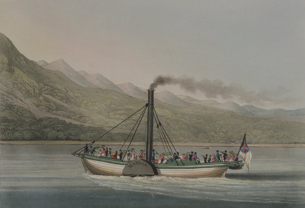 A Trip up Loch Lomond, graverad av G. Hunt, ca 1830-talet (färggravyr) av English School