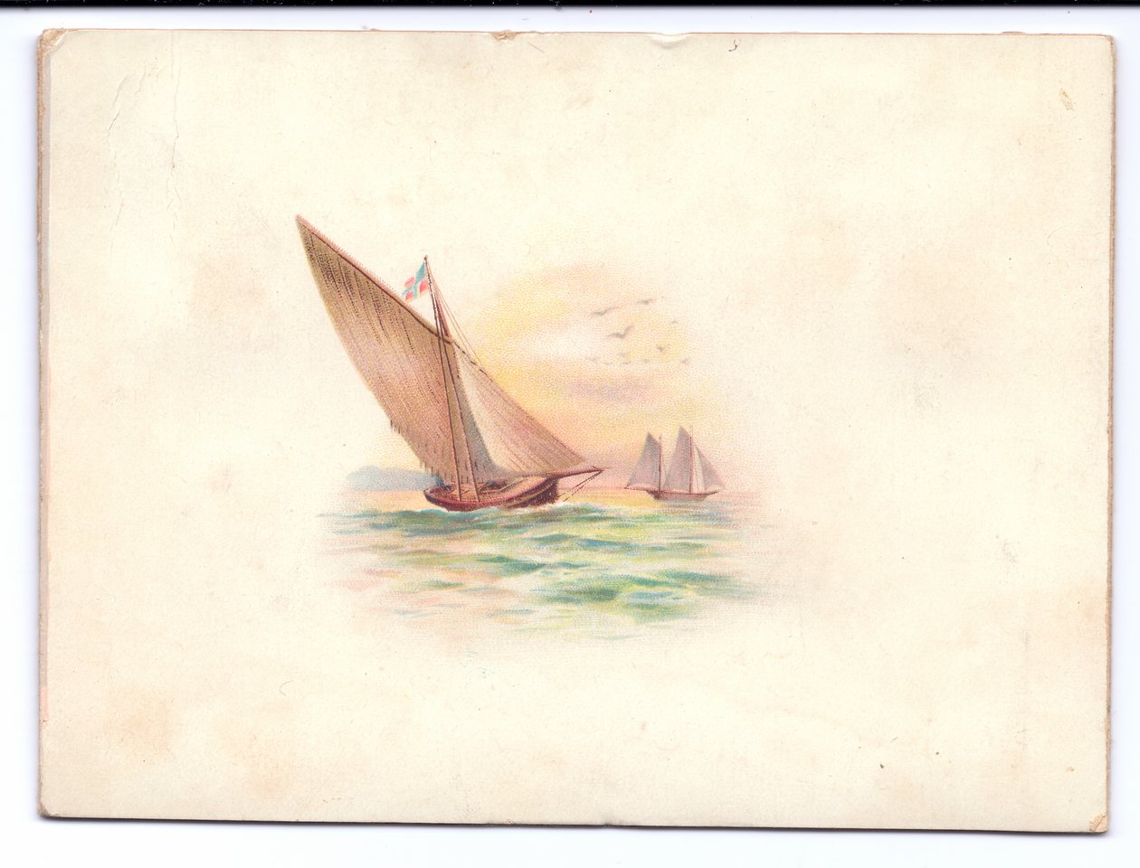 Ett viktorianskt nyårskort med yachter som seglar i månskenet, c.1895 av English School