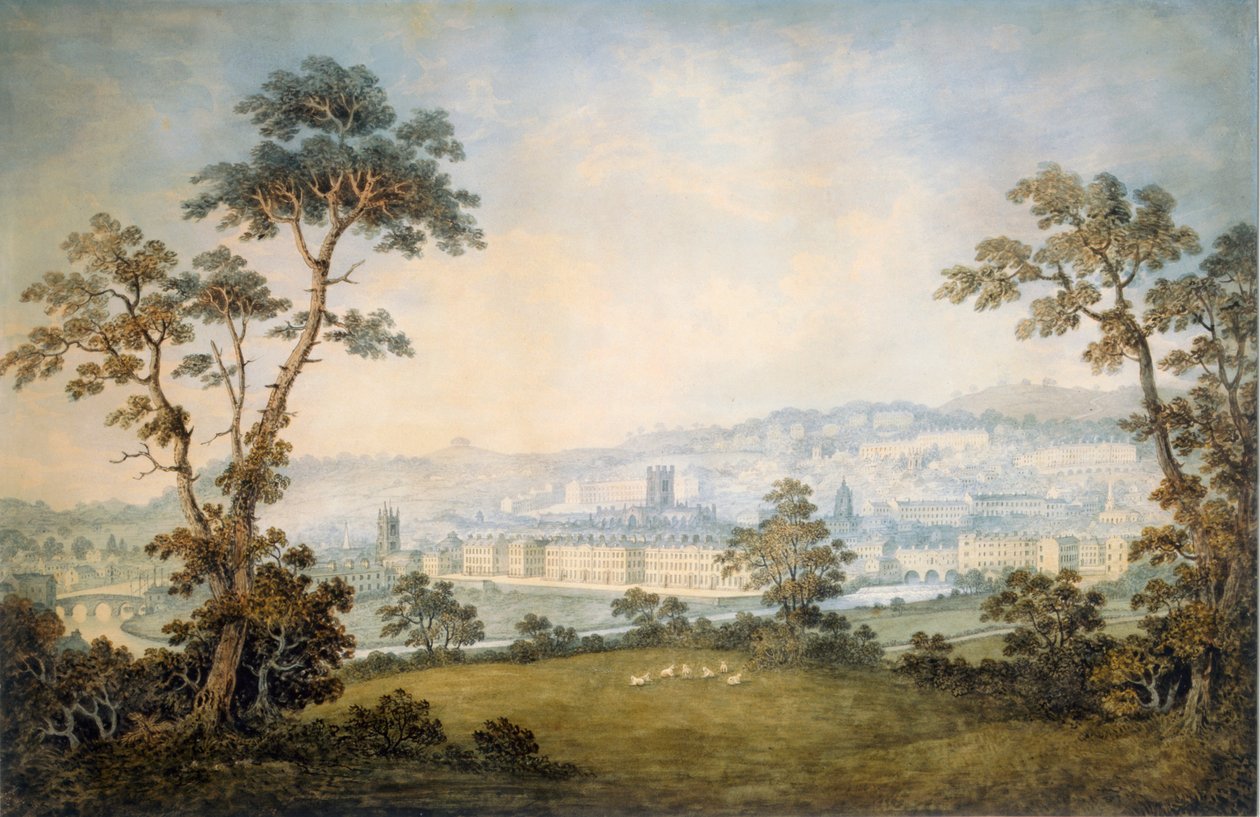A View of Bath, c.1800 (wc på papper) av English School