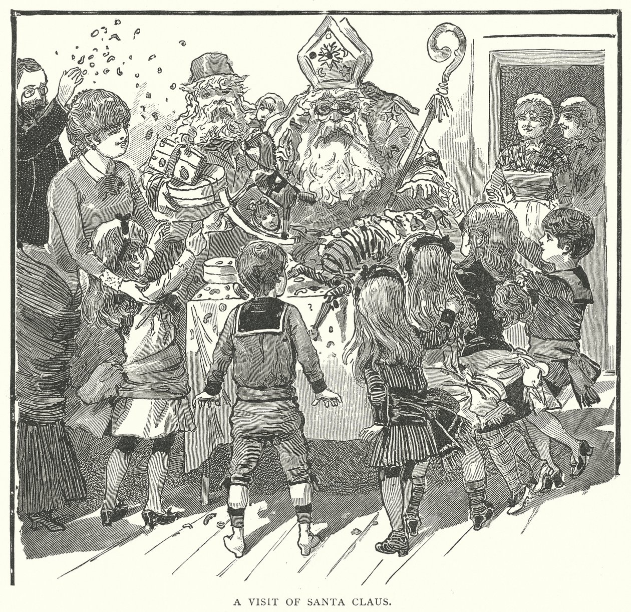 Ett besök av jultomten (gravyr) av English School