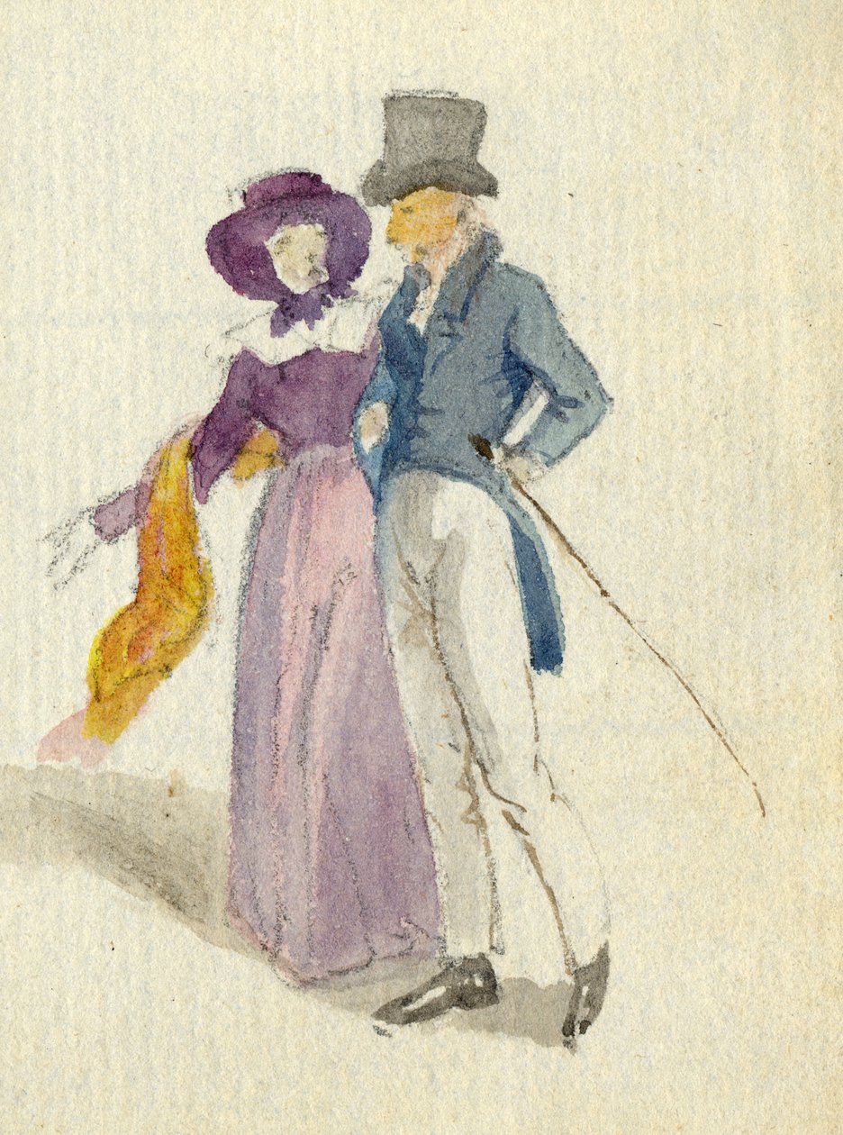 Ett par promenader, ca 1825 (wc på papper) av English School