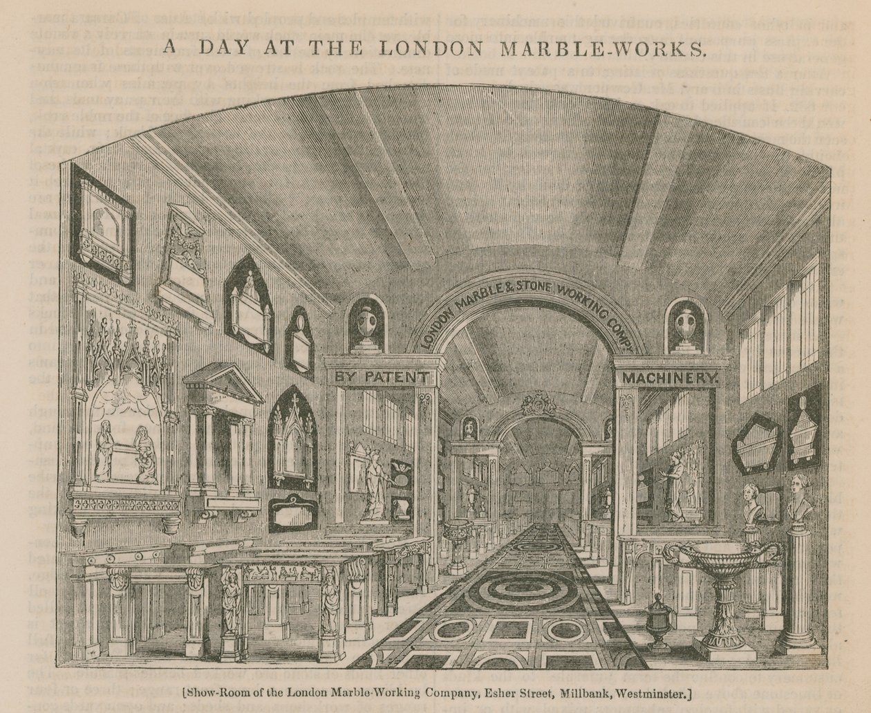En dag på Londons marmorverk (gravyr) av English School