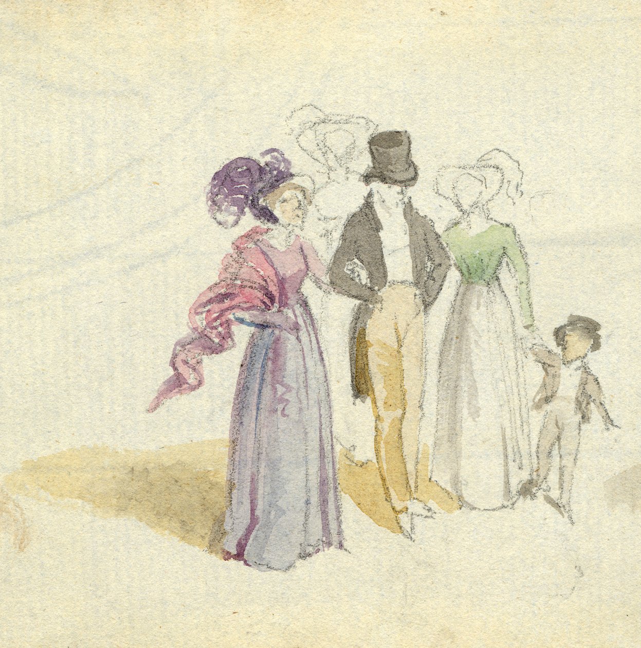 En familjevandring, ca 1825 (wc på papper) av English School