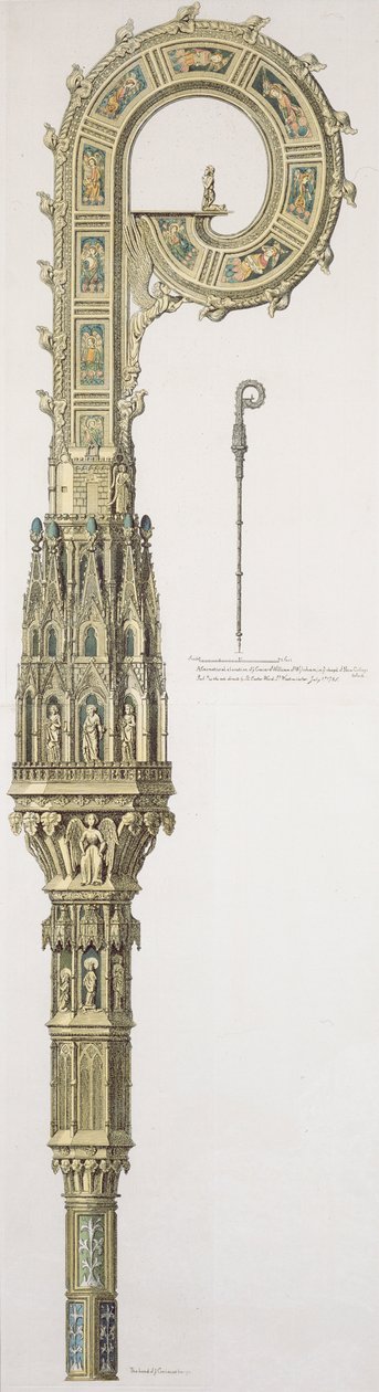 En geometrisk höjd av William of Wykehams (c. 1320-1404) crozier publicerad 1785 av English School