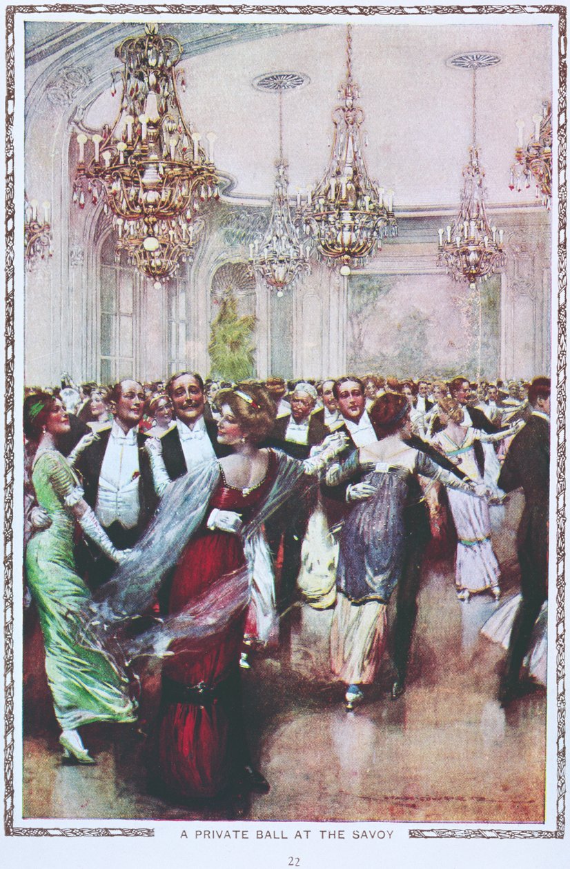 En privat bal på Savoy Hotel, London, tidigt 1900-tal av English School