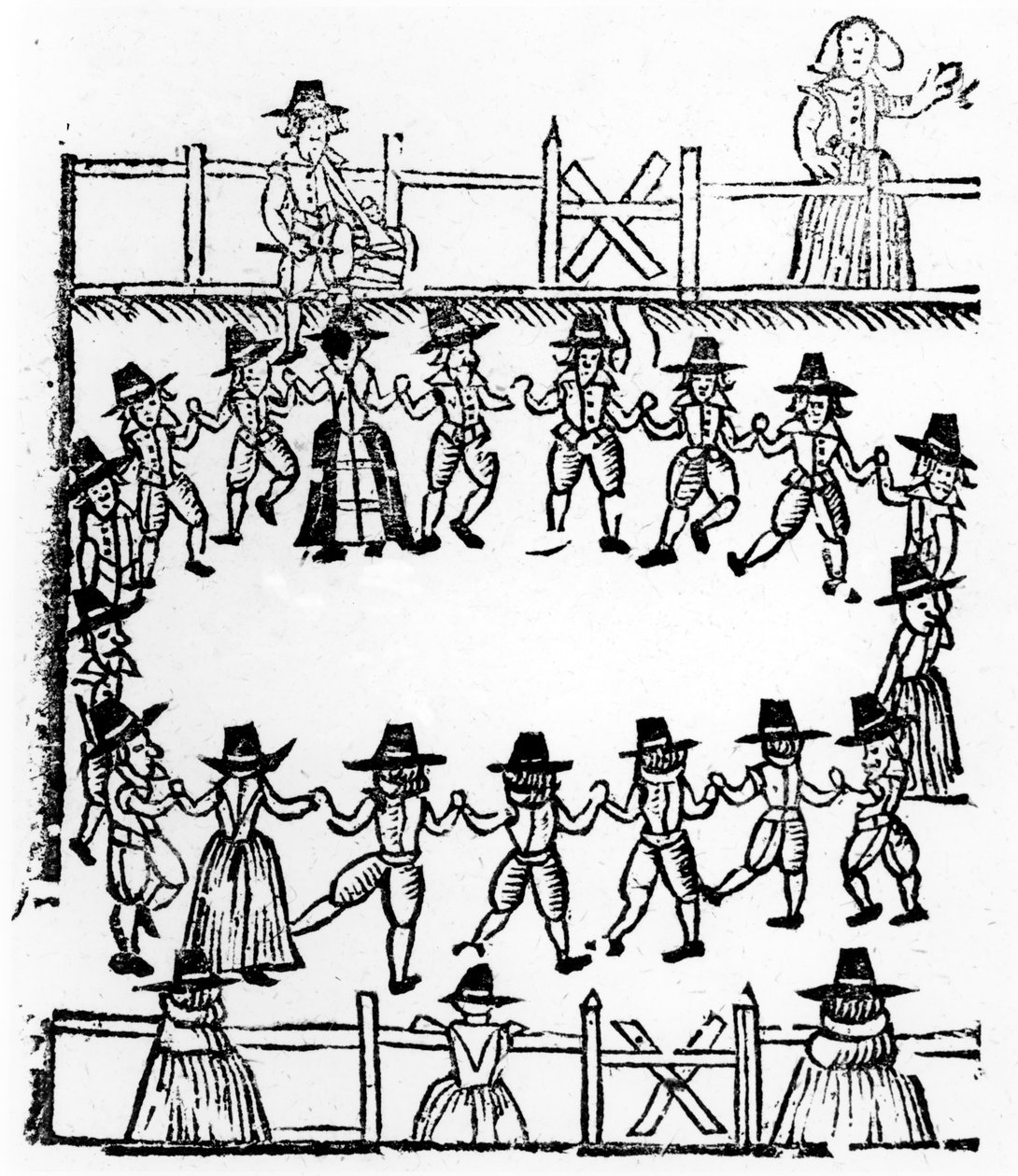 En runddans, en illustration från A Book of Roxburghe Ballads av English School