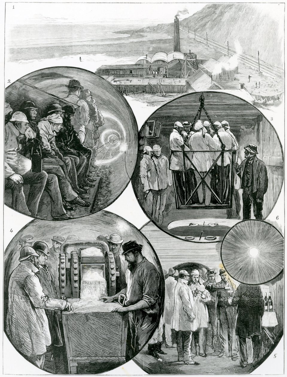 Ett besök i kanaltunneln, illustration från The Graphic 4 mars 1882 av English School