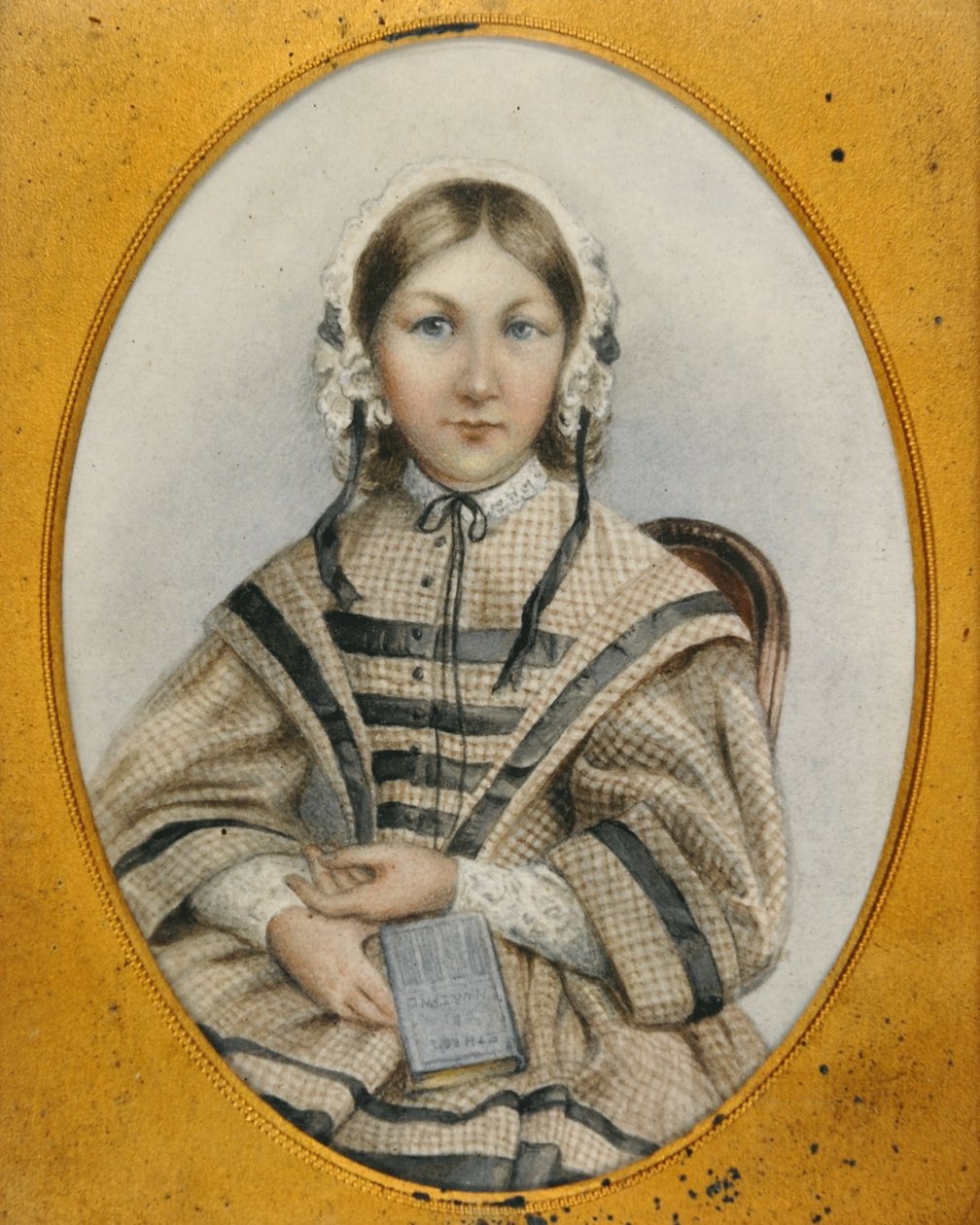 En ung Florence Nightingale i en oval ram (miniatyr) av English School