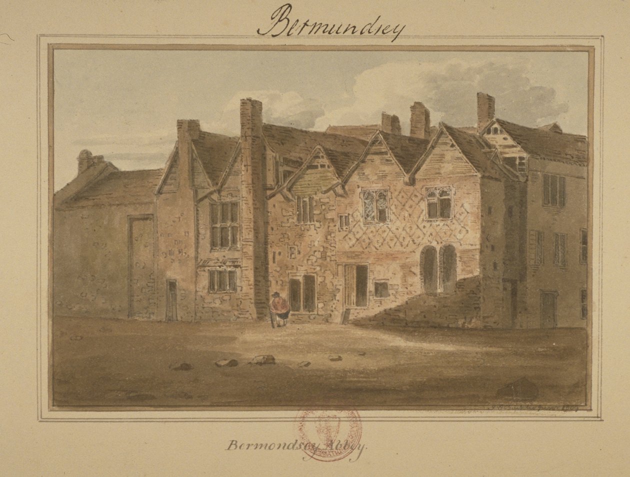 Abbey of St Saviour, Bermondsey, 1809 (wc på papper) av English School