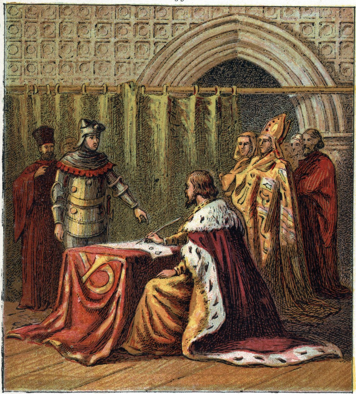 Abdikation av kung Richard II av England (1367-1400) 1399 till förmån för sin kusin Henrik (Henry IV av England) av English School