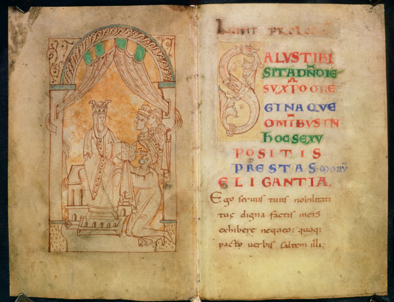 Lägg till 33241 ff.1v-2 Drottning Emmas hustru till Ethelred II och Cnut får boken av dess författare; Stort `S