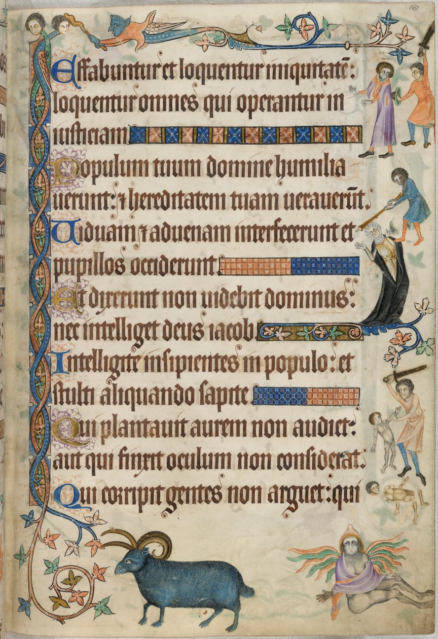 Lägg till. 42130 , f.169, Psalm 93, mordscener, från 
