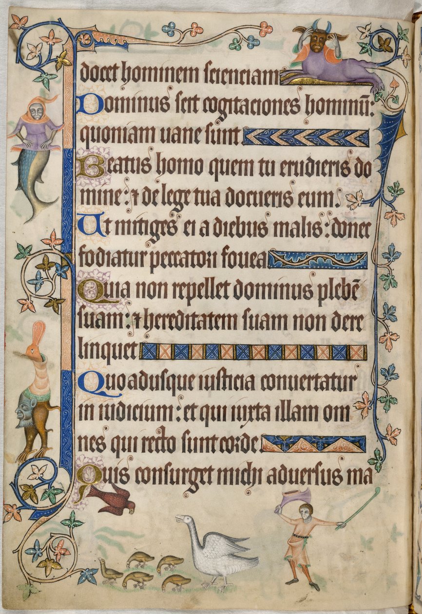 Lägg till. 42130, f.169v, Psalm 93, Gäss med gåsungar, från 