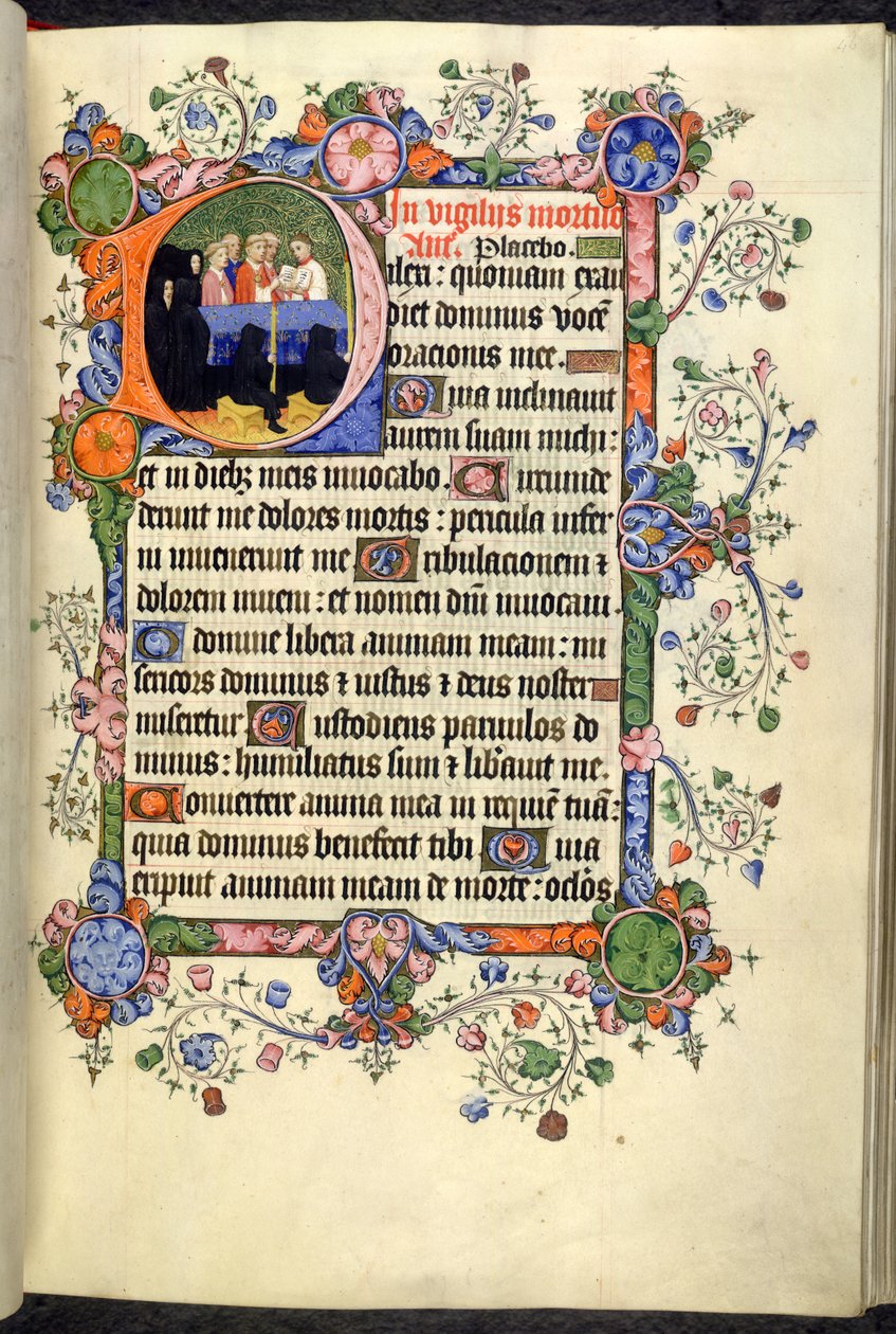 Lägg till. 42131 f.46r, Vigils of the Dead (Office of the Dead), med gotiska quadrata, från Bedford Hours and Psalter av English School