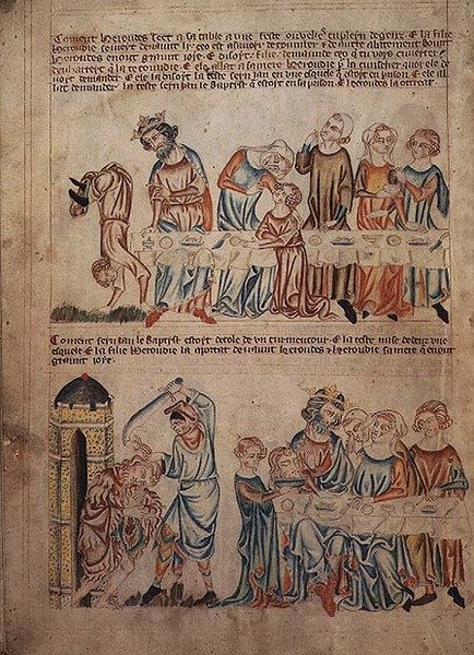 Lägg till 47682 f.21v Salome som dansar före Herodes och Johannes Döparens död, från 