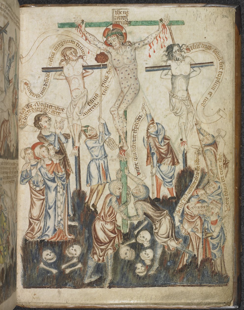 Lägg till. 47682, f.32, The Crucifixion, från Holkham Bible Picture Book, c.1320-30 (vellum) av English School