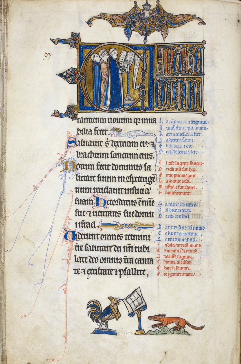 Lägg till. 50000, f.146v Psalm 97; initial 