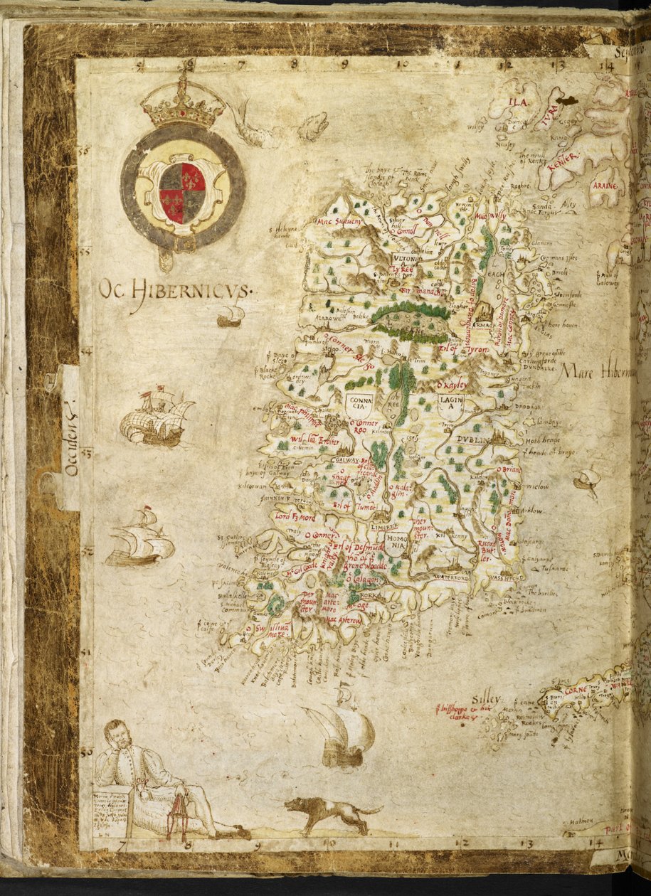 Lägg till. 62540, ff.3v-4, Karta över Storbritannien och Irland, från 