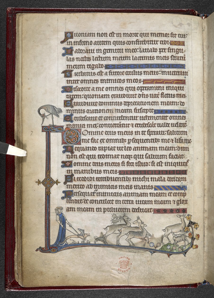 Lägg till MS 24686, f.13v Psalm med marginell förlängning som bildar partiell kant, c.1284-1316 (vellum) av English School