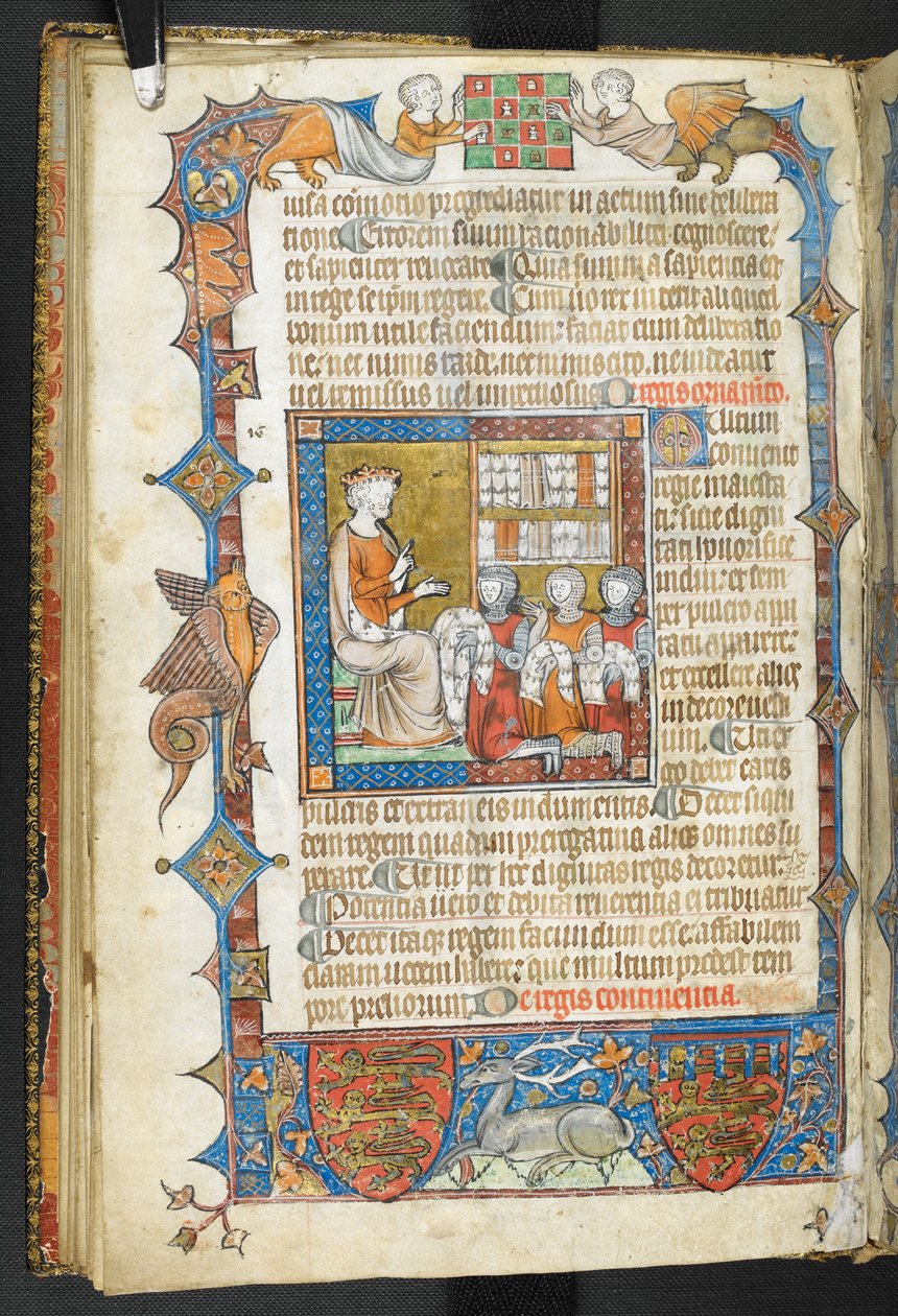 Lägg till MS 47680, f.17v, King med riddare och pälsar, från 