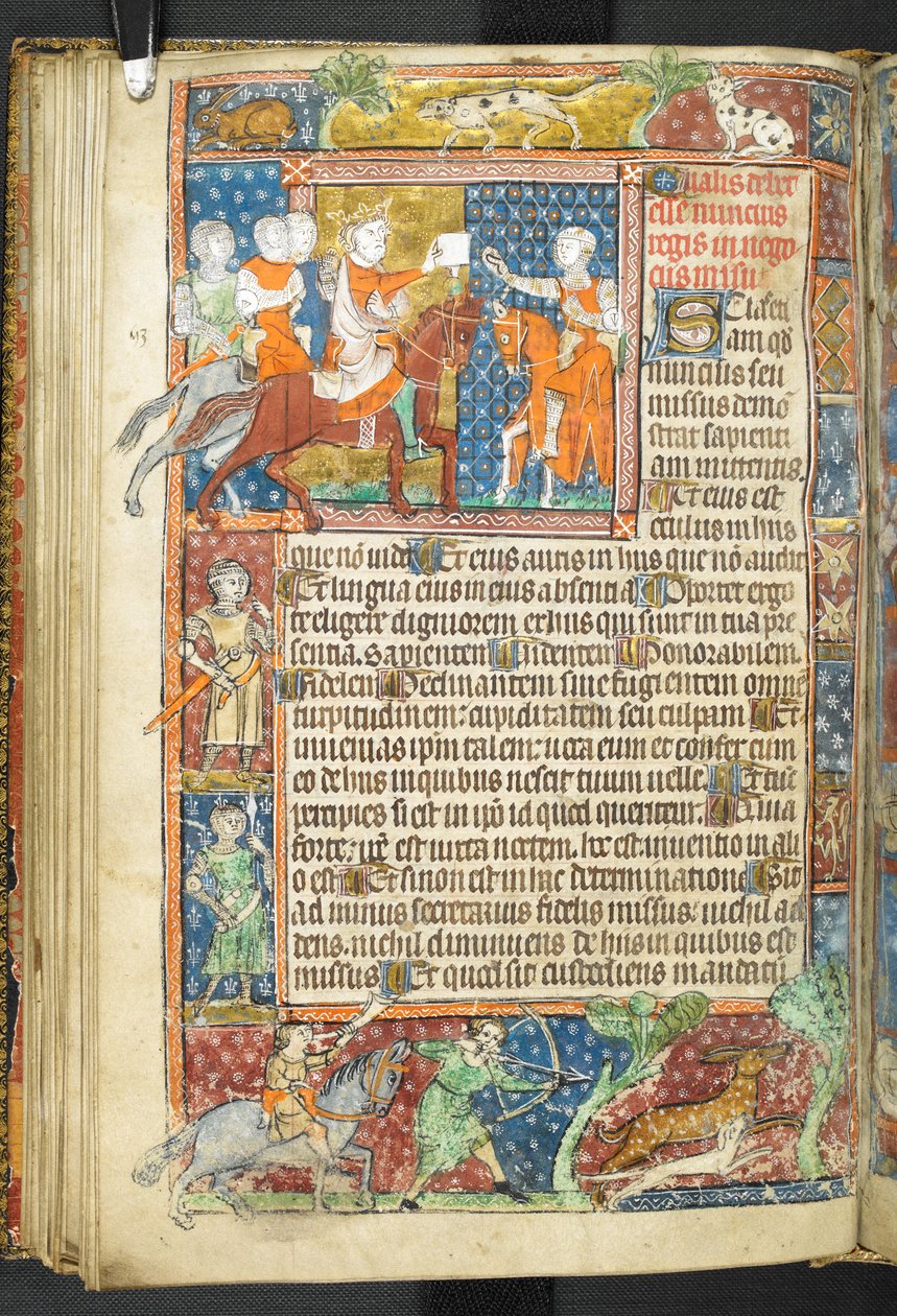 Lägg till MS 47680, f.40v, King (Alexander) och Aristoteles lämnar ett brev till en budbärare, från Secretum Secretorum av English School