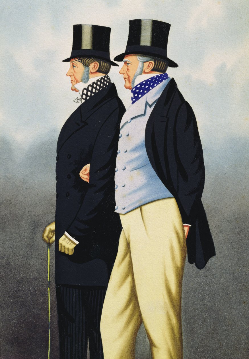 Amiral Henry John Rous (1795-1877) och George Payne (1803-78), Fathers of the Turf (wc på papper) av English School