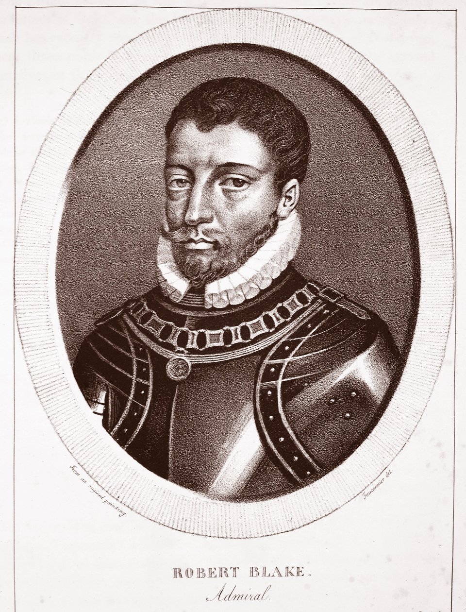 Amiral Robert Blake, tillskriven Fauconnier, graverad av de Langlume av English School